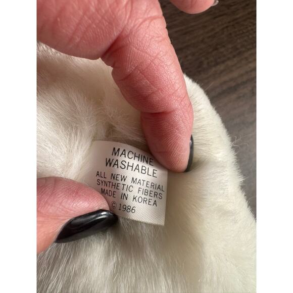 VTG 1986 Marquel Polar Bear White Stuffed Animal with Scarf, Made in Korea - Picture 3 of 6